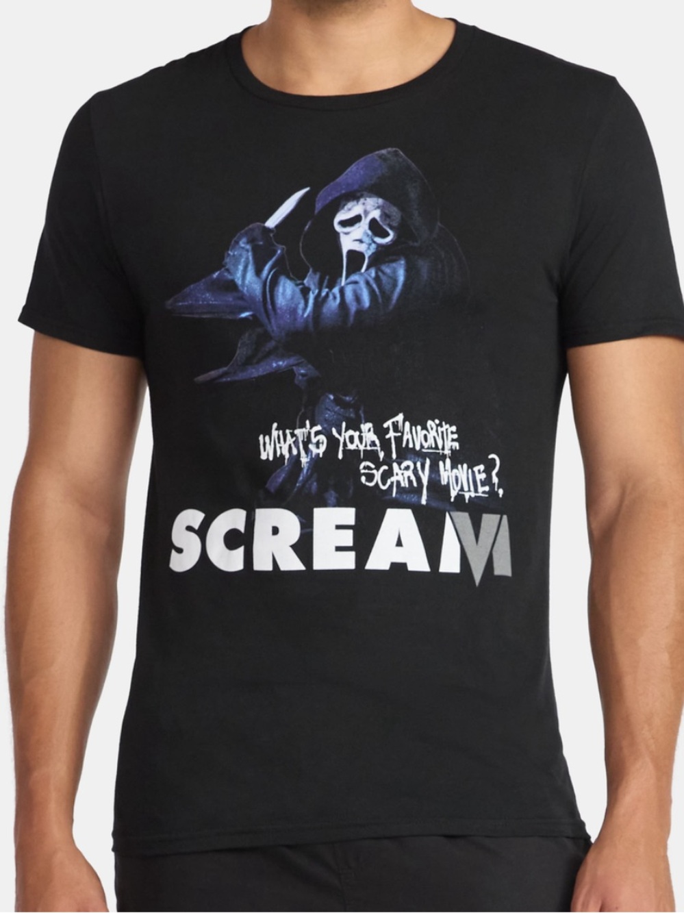 Scream Movie Ghostface What's Your Favorite Scary Movie? T-Shirt Black Halloween